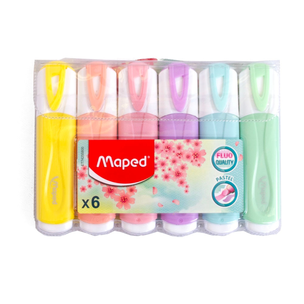 Maped, Highlighters, Art & School, Flou Peps, Fluorescent, Pastel, Hiliter, 6 set, 836298